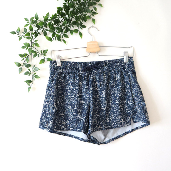 Athleta Blue Speckle Drawstring Polyester Athletic Shorts Size 2 - Picture 1 of 4